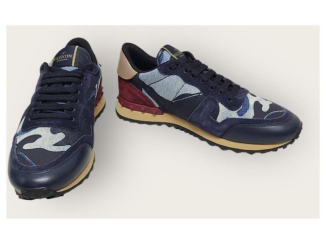 Valentino Sneakers Rockstud in denim camo Blu - vista 4