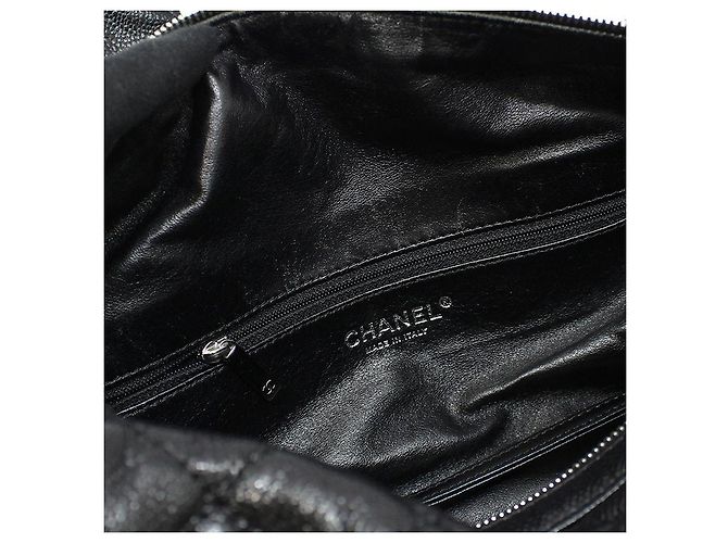 Chanel Borsa Tote Bowling Black Caviar Silver Timeless Nero - vista 10