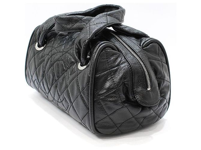 Chanel Borsa Tote Bowling Black Caviar Silver Timeless Nero - vista 2