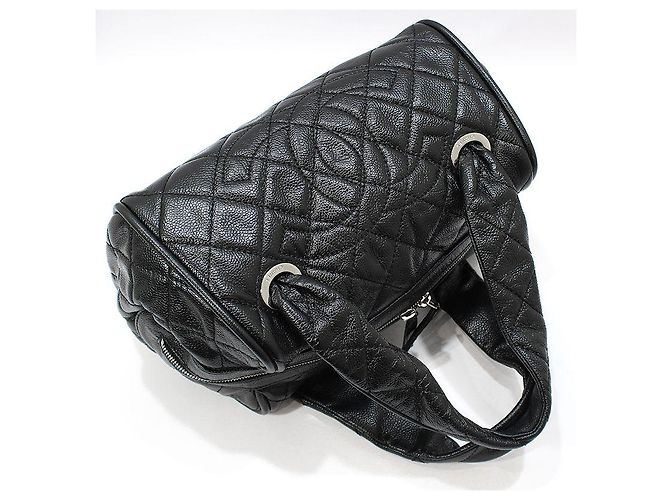 Chanel Borsa Tote Bowling Black Caviar Silver Timeless Nero - vista 3