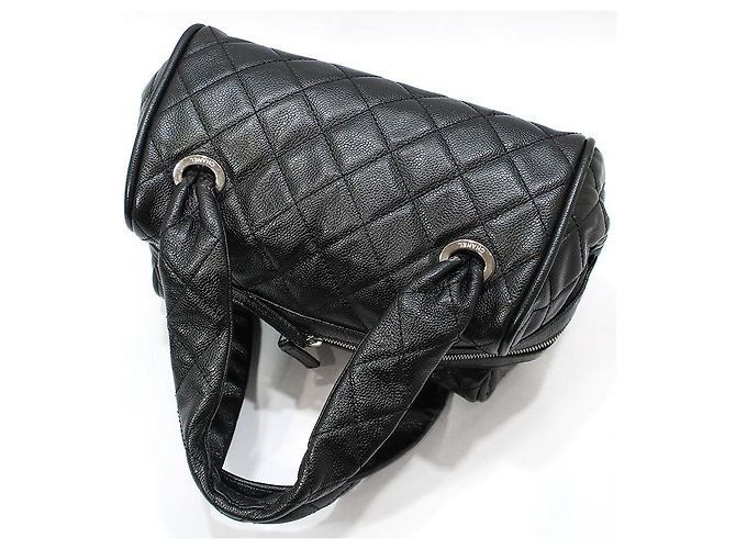 Chanel Borsa Tote Bowling Black Caviar Silver Timeless Nero - vista 4