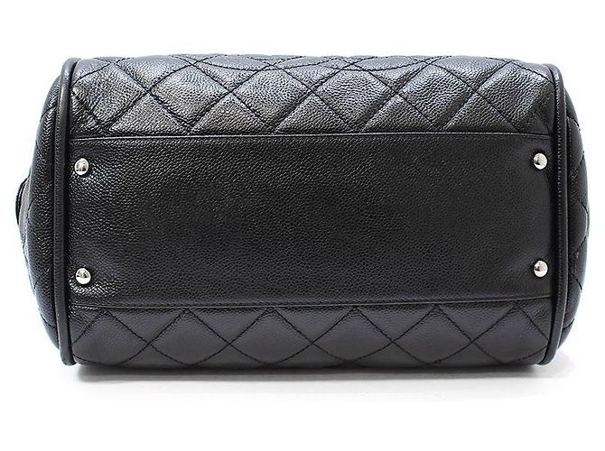 Chanel Borsa Tote Bowling Black Caviar Silver Timeless Nero - vista 5