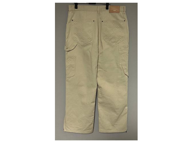 Louis Vuitton Pantaloni Carpenter in Denim Monogram Workwear D'oro - vista 2