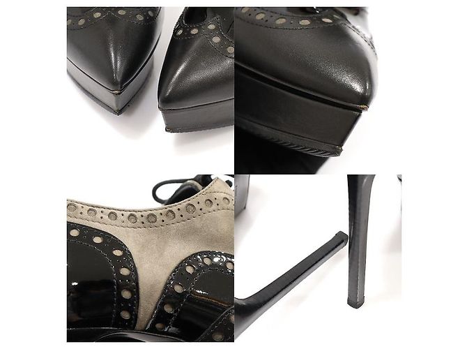 Saint Laurent Décolleté Oxford da donna in pelle nera e scamosciato marrone - vista 6