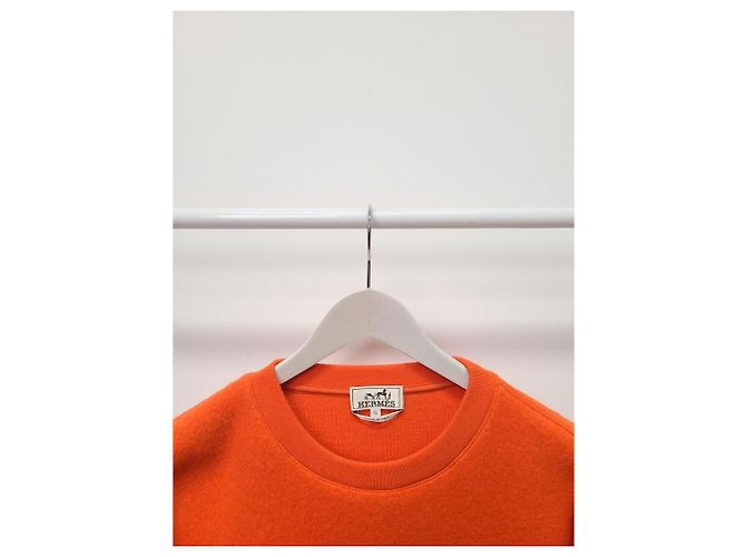 Hermès Suéter de malha de cashmere com detalhe de remendo em couro laranja - vista 2