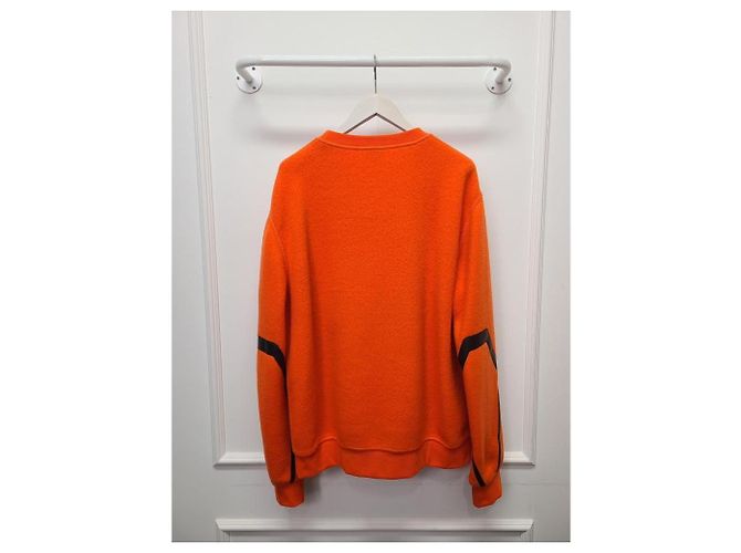 Hermès Suéter de malha de cashmere com detalhe de remendo em couro laranja - vista 4