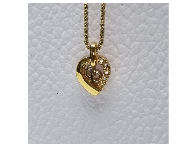 Dior CD Logo Half Heartstone Halskette (Premium Necklace) Golden - Ansicht 10