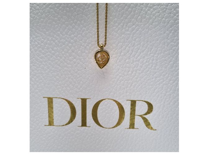 Dior CD Logo Half Heartstone Halskette (Premium Necklace) Golden - Ansicht 11