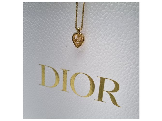 Dior CD Logo Half Heartstone Halskette (Premium Necklace) Golden - Ansicht 12