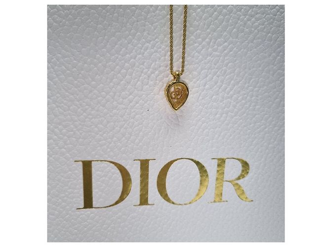 Dior CD Logo Half Heartstone Halskette (Premium Necklace) Golden - Ansicht 13
