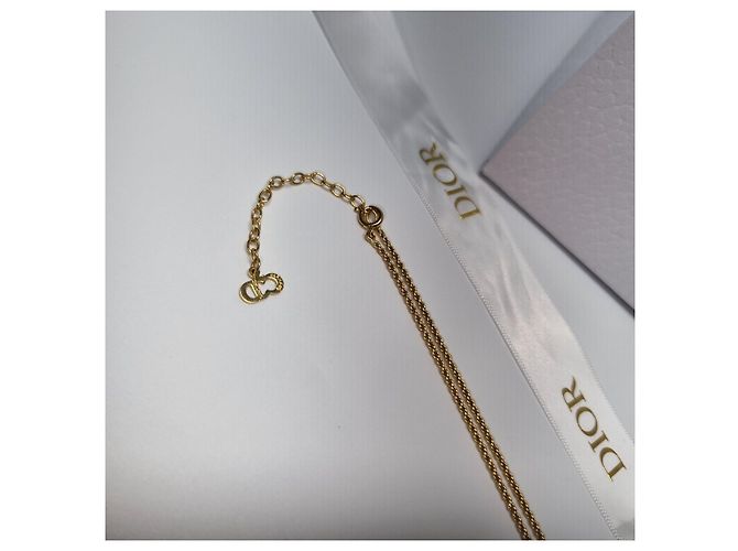 Dior CD Logo Half Heartstone Halskette (Premium Necklace) Golden - Ansicht 17