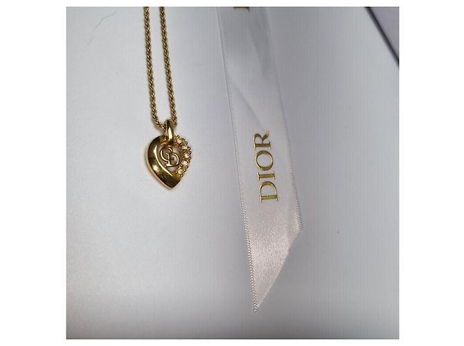 Dior CD Logo Half Heartstone Halskette (Premium Necklace) Golden - Ansicht 2