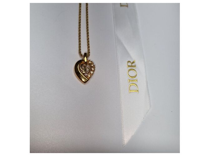 Dior CD Logo Half Heartstone Halskette (Premium Necklace) Golden - Ansicht 3