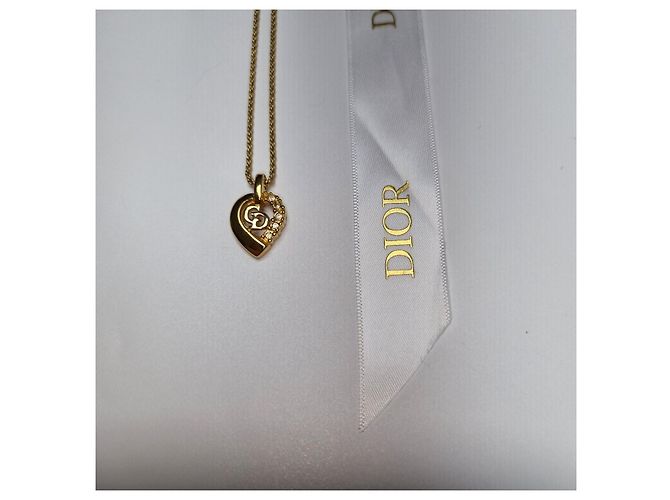 Dior CD Logo Half Heartstone Halskette (Premium Necklace) Golden - Ansicht 4