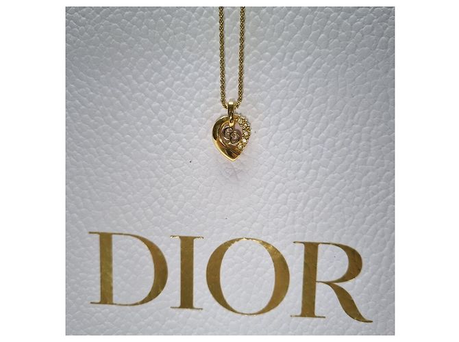 Dior CD Logo Half Heartstone Halskette (Premium Necklace) Golden - Ansicht 7