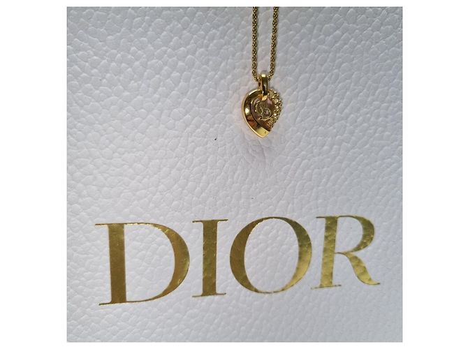 Dior CD Logo Half Heartstone Halskette (Premium Necklace) Golden - Ansicht 9