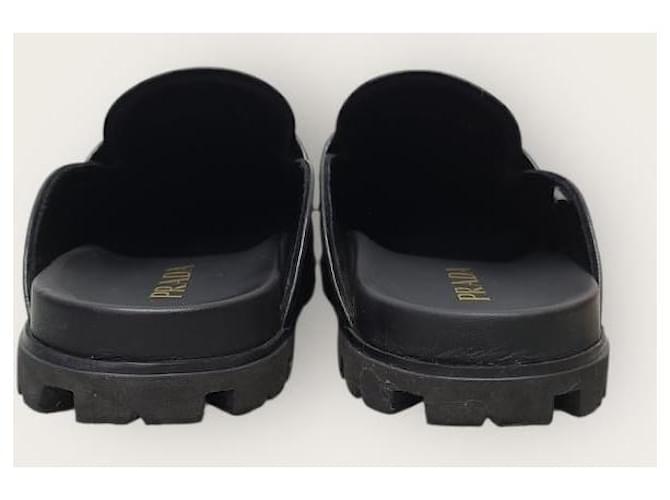 Prada Black Triangular Logo Leather Mule - view 7