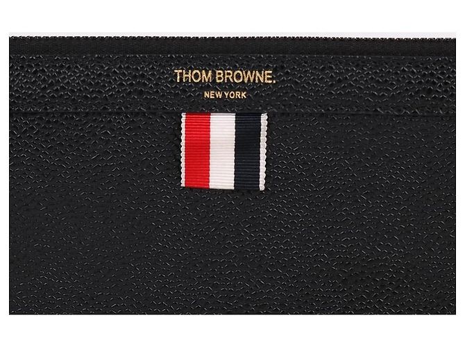 Thom Browne Grande clutch nera con etichetta in ottone - vista 2
