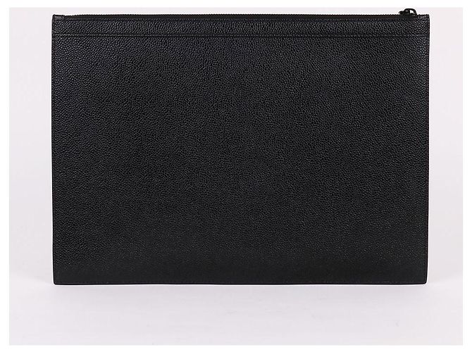 Thom Browne Grande clutch nera con etichetta in ottone - vista 4