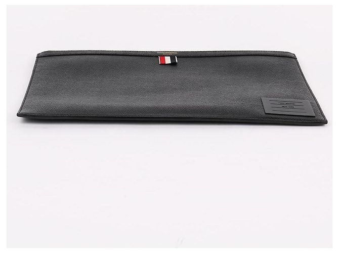 Thom Browne Grande clutch nera con etichetta in ottone - vista 7
