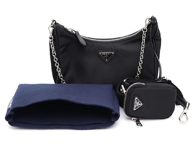 Prada Borsa a tracolla e hobo multi Tessuto Re-Edition nera Nero - vista 8