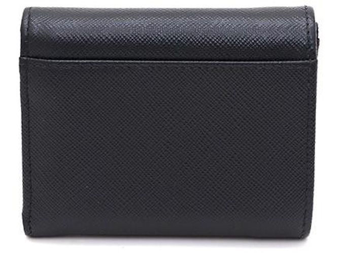 Prada Triangle Logo Saffiano Leder Geldbörse Schwarz - Ansicht 3