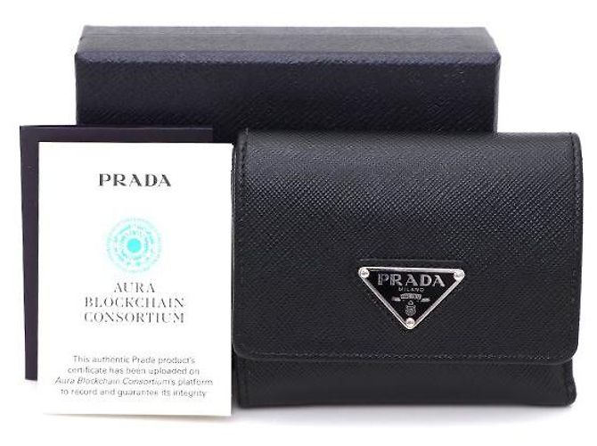 Prada Triangle Logo Saffiano Leder Geldbörse Schwarz - Ansicht 7
