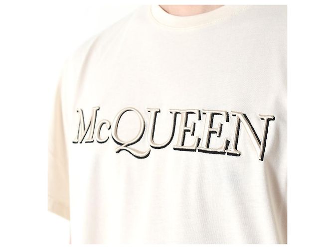 Alexander Mcqueen T-Shirt mit Logo-Stickerei Creme Weiß - Ansicht 12