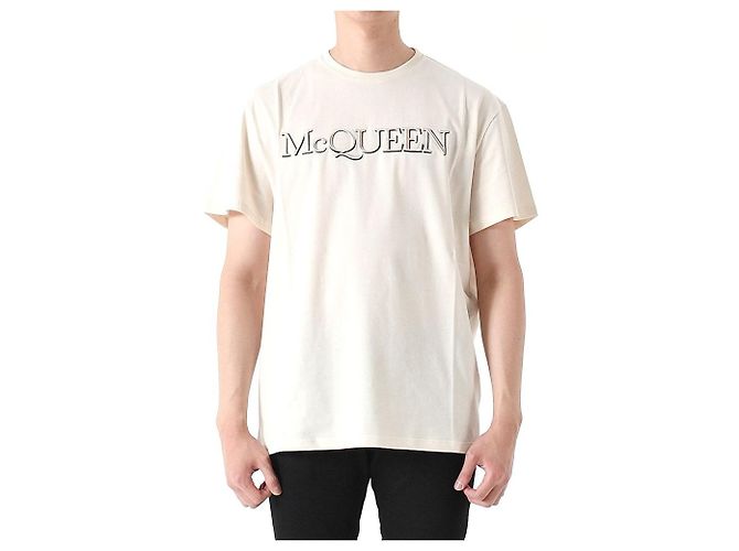 Alexander Mcqueen T-Shirt mit Logo-Stickerei Creme Weiß - Ansicht 2