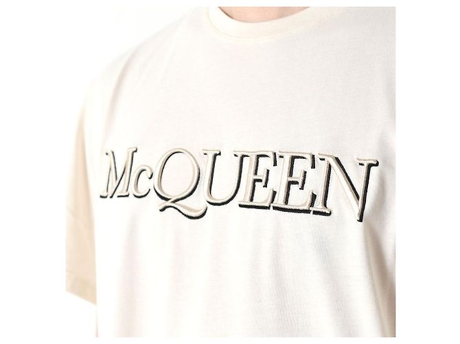 Alexander Mcqueen T-Shirt mit Logo-Stickerei Creme Weiß - Ansicht 6