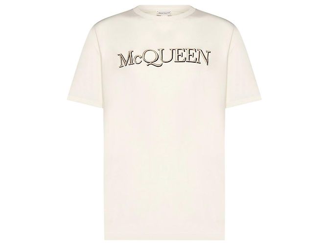 Alexander Mcqueen T-Shirt mit Logo-Stickerei Creme Weiß - Ansicht 7