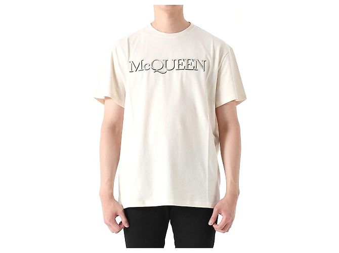 Alexander Mcqueen T-Shirt mit Logo-Stickerei Creme Weiß - Ansicht 8