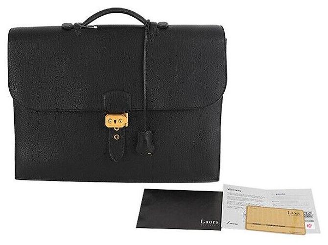 Hermès Sakadopeche Nero con Hardware Oro - vista 8
