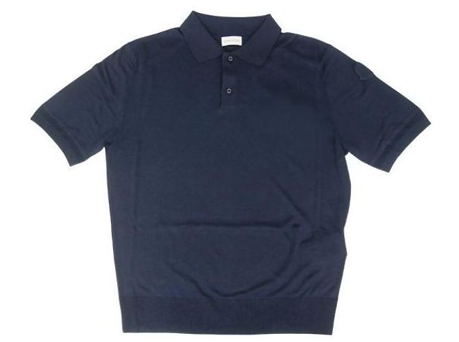 Moncler Polo-Shirt aus Seiden-Leinen-Strick Blau - Ansicht 3
