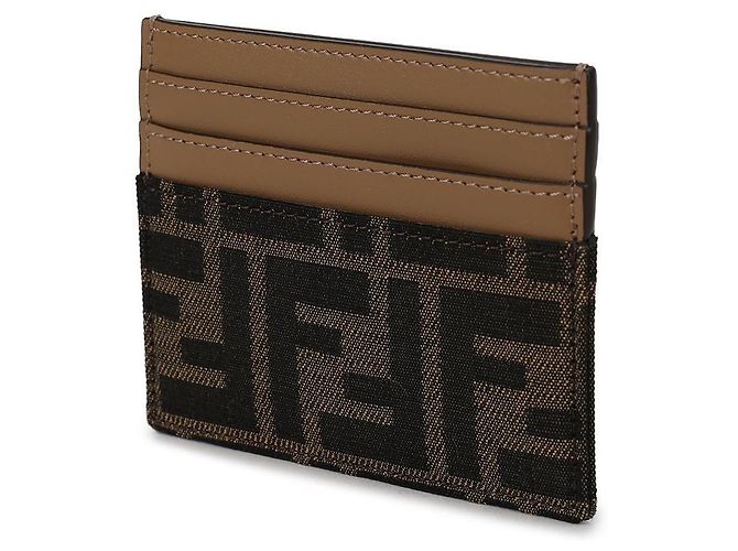 Fendi Tarjetero plano en tejido jacquard FF marrón Castaño - vista 4