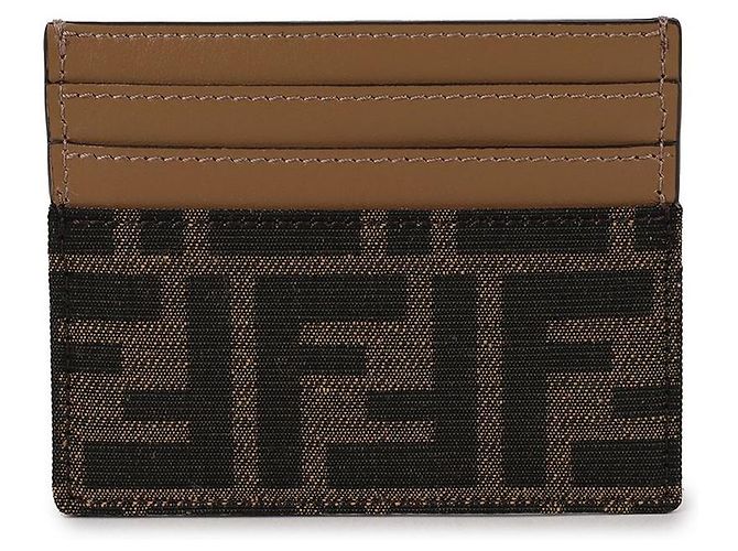 Fendi Tarjetero plano en tejido jacquard FF marrón Castaño - vista 5