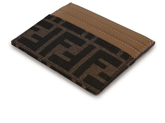 Fendi Tarjetero plano en tejido jacquard FF marrón Castaño - vista 6