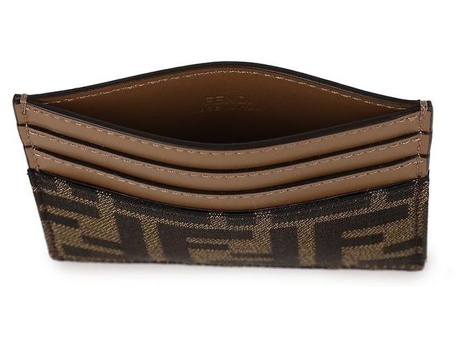 Fendi Tarjetero plano en tejido jacquard FF marrón Castaño - vista 7