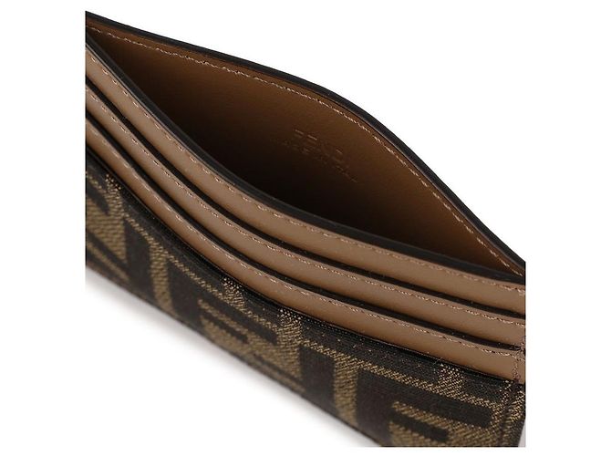 Fendi Tarjetero plano en tejido jacquard FF marrón Castaño - vista 8