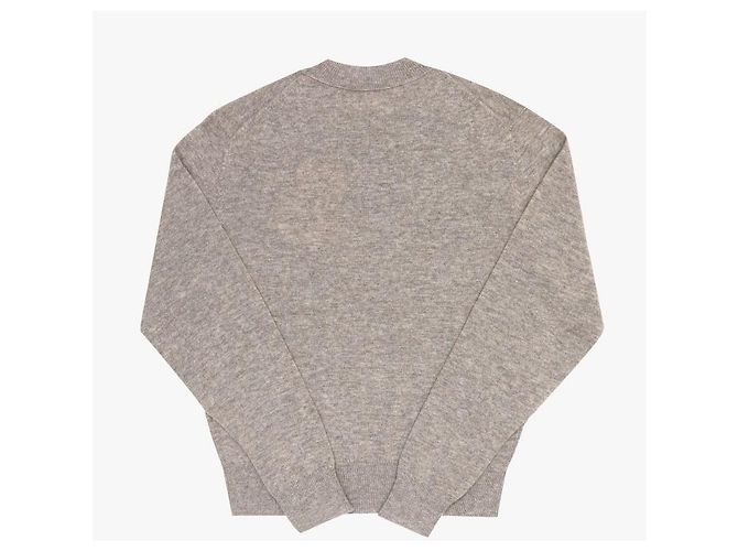 Acne Maglia Melange Greige con Patch Logo Bianco - vista 5