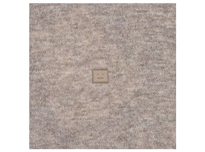 Acne Maglia Melange Greige con Patch Logo Bianco - vista 7