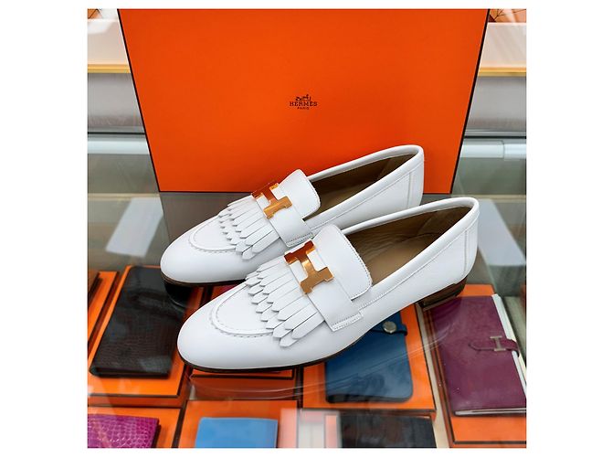 Hermès Mocassini Royal Bianco Oro Rosa Multicolore - vista 2