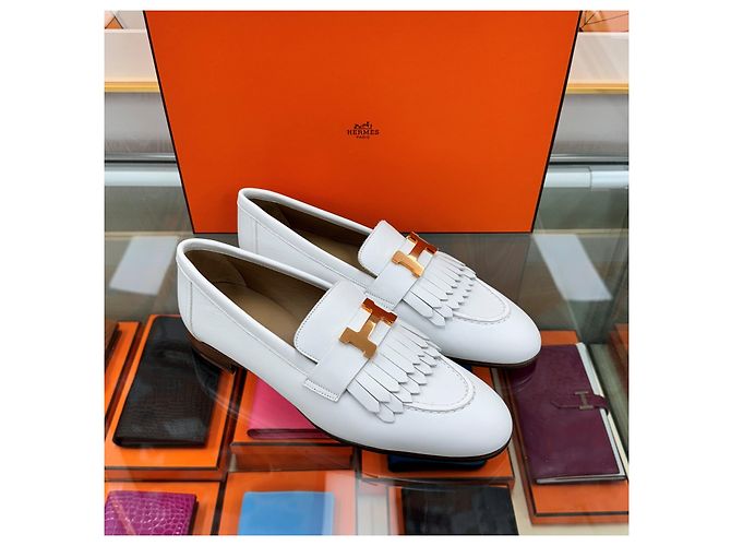 Hermès Mocassini Royal Bianco Oro Rosa Multicolore - vista 3