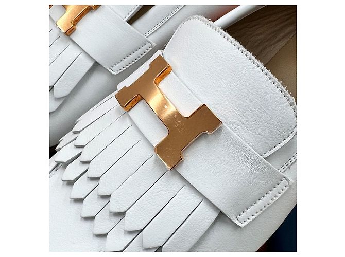 Hermès Mocassini Royal Bianco Oro Rosa Multicolore - vista 8