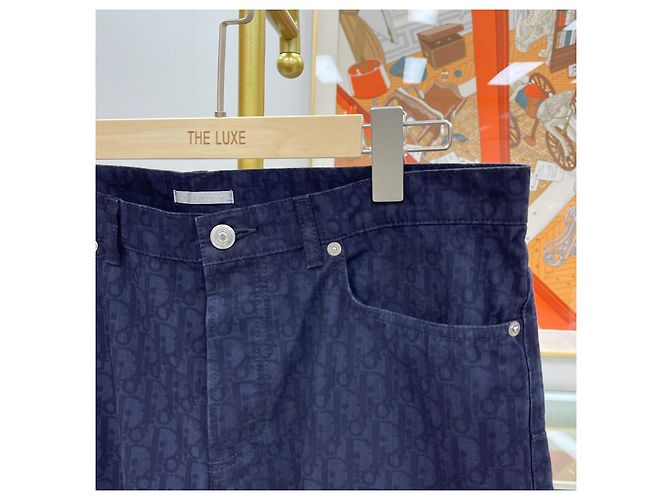 Dior Pantaloni in cotone Oblique Navy Blu - vista 3