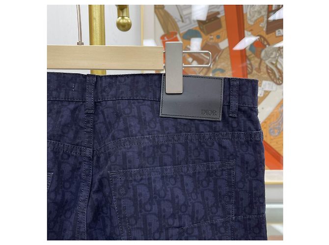 Dior Pantaloni in cotone Oblique Navy Blu - vista 6
