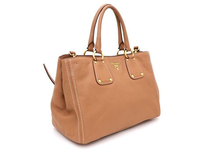 Borsa Tote e Borsa a Spalla in Vitello Daino Prada Marrone - vista 2