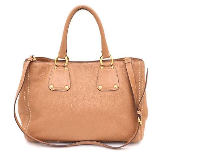 Borsa Tote e Borsa a Spalla in Vitello Daino Prada Marrone - vista 3