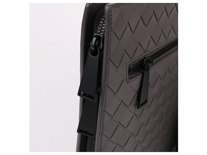 Bottega Veneta Clutch Portfolio Grey Large Marrone - vista 5