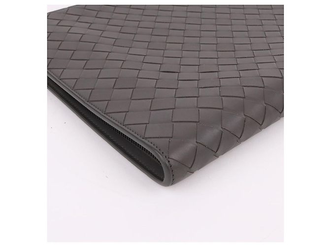 Bottega Veneta Clutch Portfolio Grey Large Marrone - vista 7